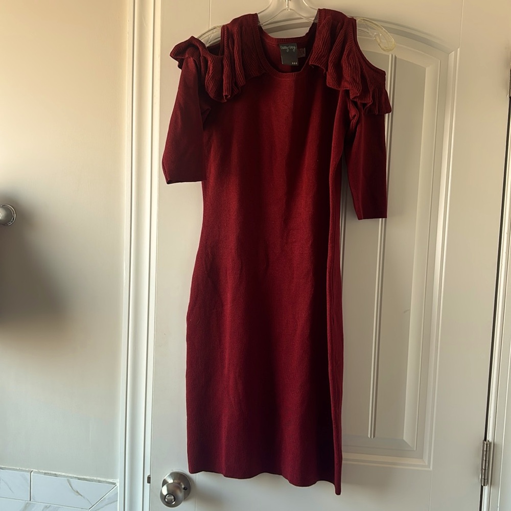 Red knit party dress